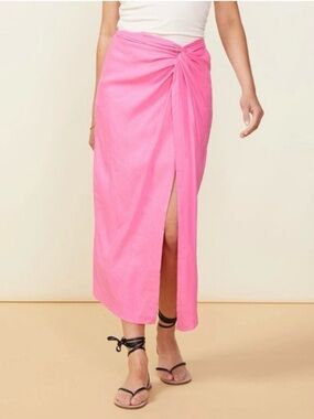 Monroe side gathered midi skirt in pink size L - runs small